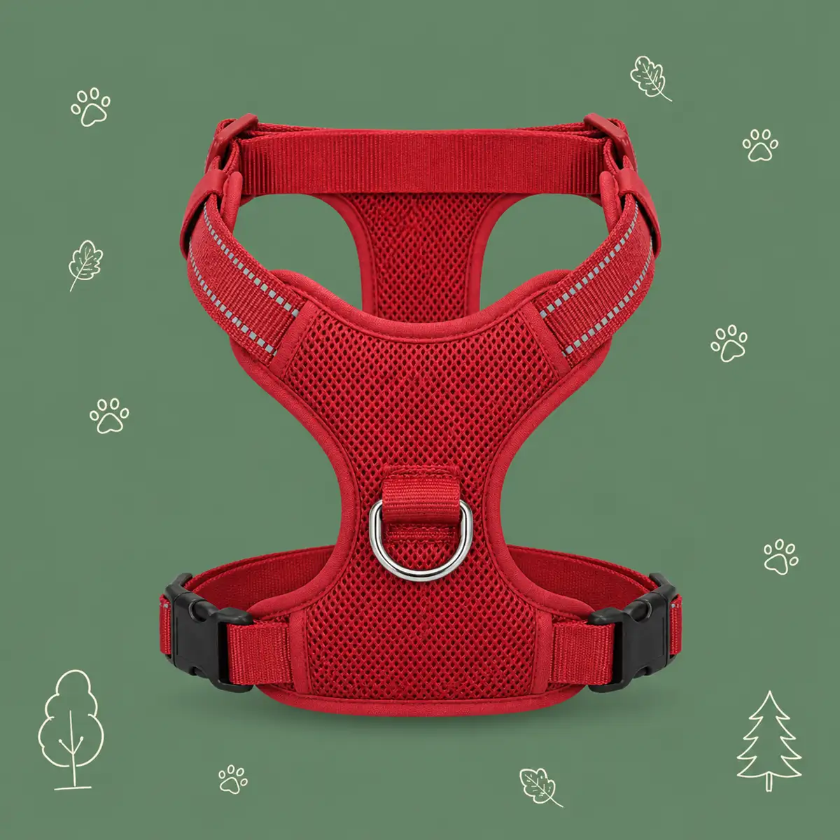 Harnais anti-traction Premium Truelove coloris Rouge, gilet rembourré à double attache